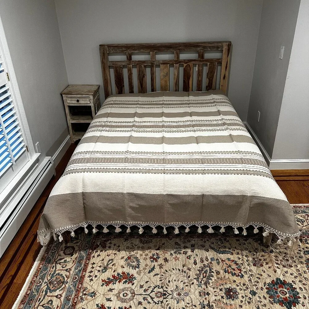 Custom size Cotton Bedspread/Quilt. From Oaxaca Mex. Hand loom, Bed covers,